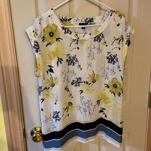 Ann Taylor Floral Blouse - Yellow and Blue